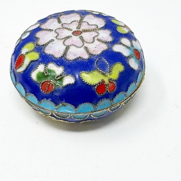 Chinese Cloisonne Crafts Hand Crafted Jewelry Trinket Box Floral - Picture 2 of 9